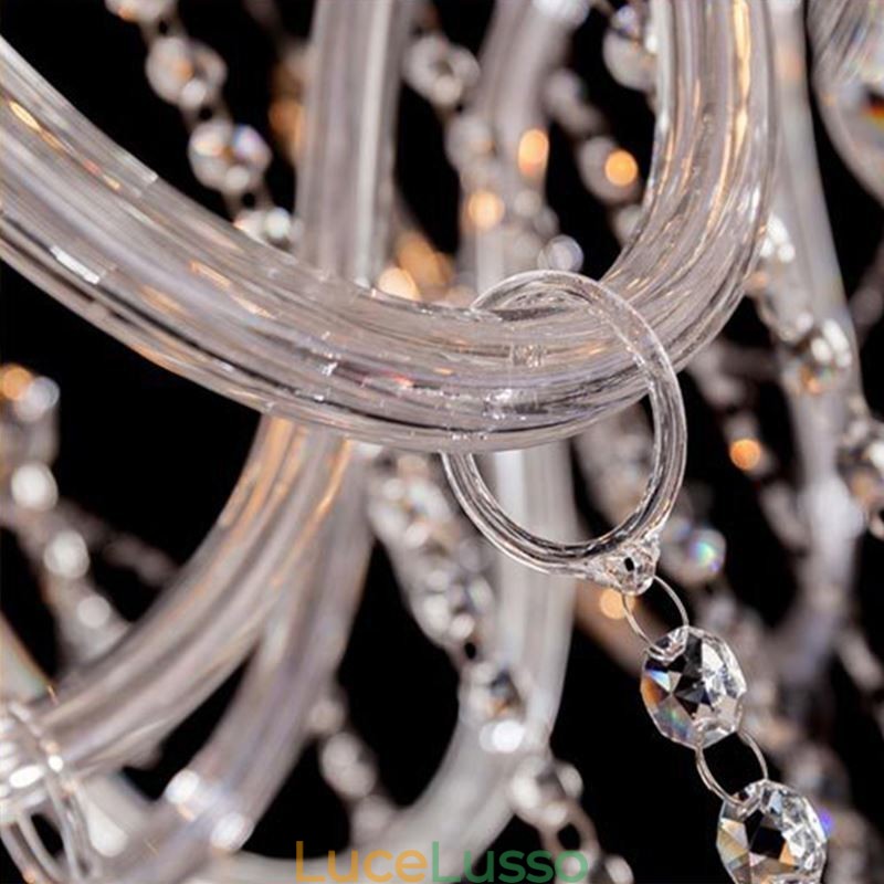 Grande lampadario di cristallo europeo, luce da soffitto trasparente