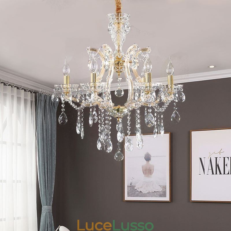 Elegante lampadario di cristallo europeo a sospensione