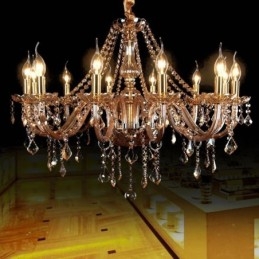 Grande lampadario di cristallo, lampada a sospensione europea di lusso