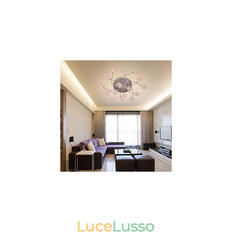 Lampada da soffitto G4 in ferro con paralumi in alluminio