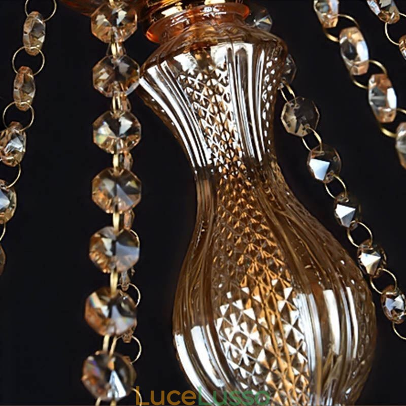 Grande lampadario di cristallo, lampada a sospensione europea di lusso