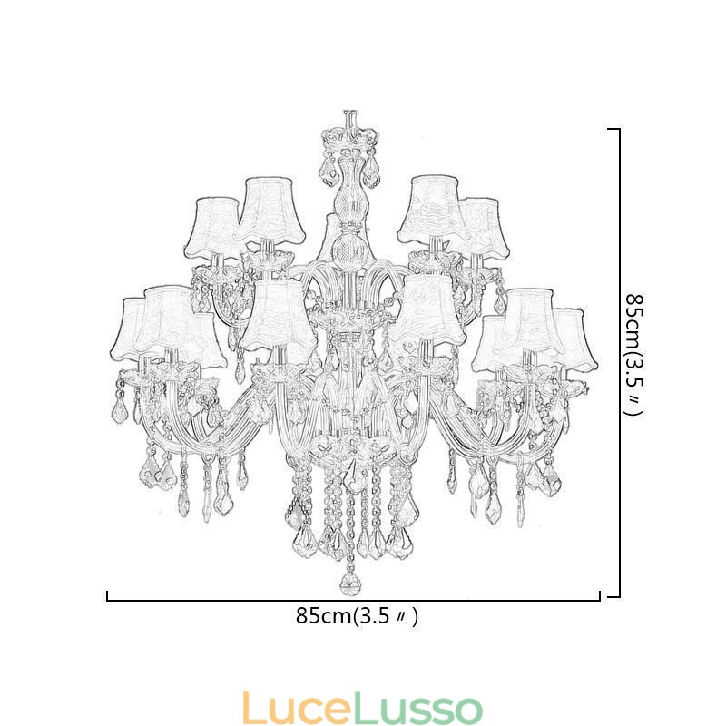 Grande lampadario di cristallo di lusso, luce da soffitto europea color ambra
