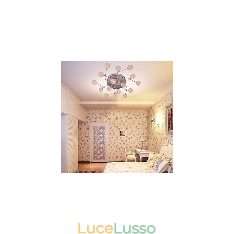 Lampada da soffitto G4 in ferro con paralumi in alluminio