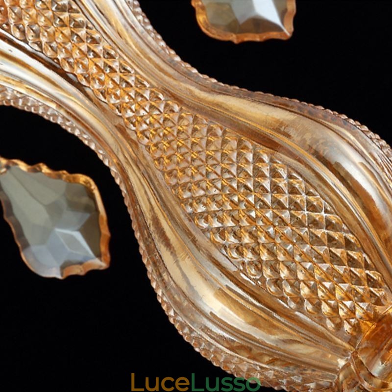 Grande lampadario di cristallo di lusso, luce da soffitto europea color ambra