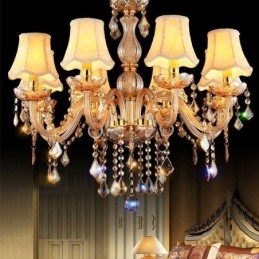 Lampadario di cristallo europeo Elegante lampada a sospensione color ambra