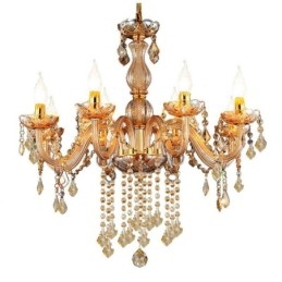 Lampadario di cristallo europeo Elegante lampada a sospensione color ambra