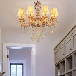 Lampadario di cristallo europeo Elegante lampada a sospensione color ambra