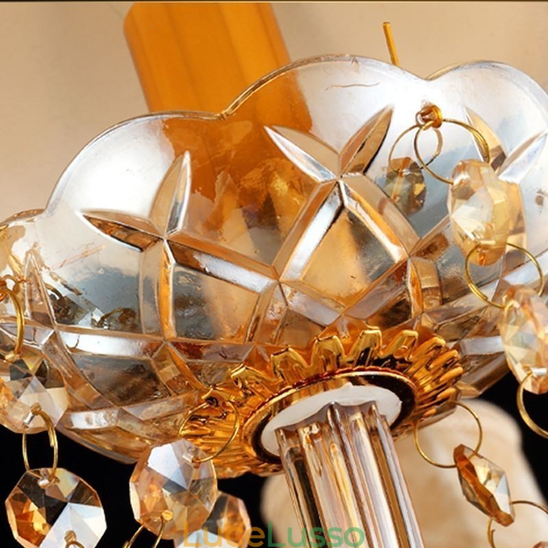 Lampadario di cristallo europeo Elegante lampada a sospensione color ambra