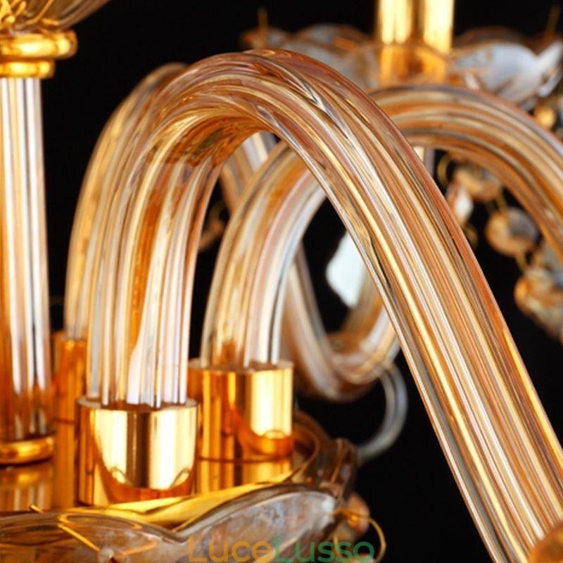 Lampadario di cristallo europeo Elegante lampada a sospensione color ambra