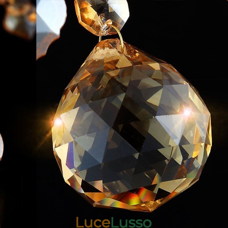Lampadario di cristallo europeo Elegante lampada a sospensione color ambra