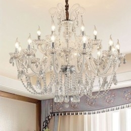 Grande lampadario di cristallo europeo bianco