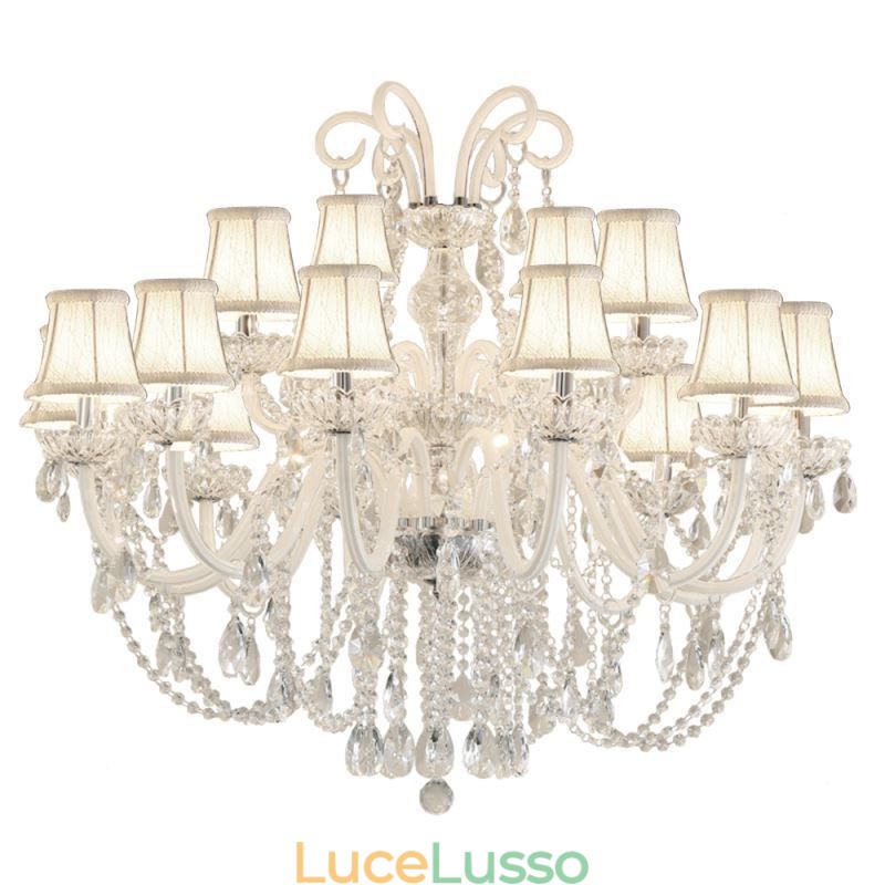 Grande lampadario di cristallo europeo bianco