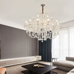 Grande lampadario di cristallo europeo bianco
