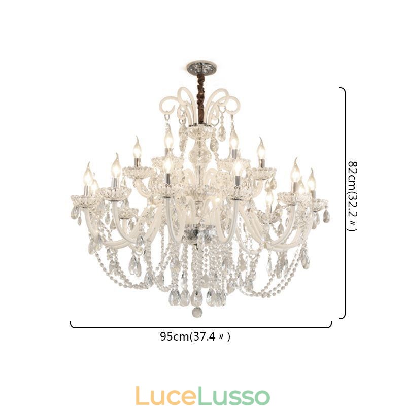 Grande lampadario di cristallo europeo bianco