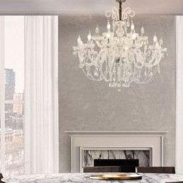 Grande lampadario di cristallo europeo bianco