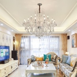 Grande lampadario di cristallo europeo bianco