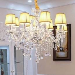 Lampadario moderno in cristallo, luce pendente europea trasparente