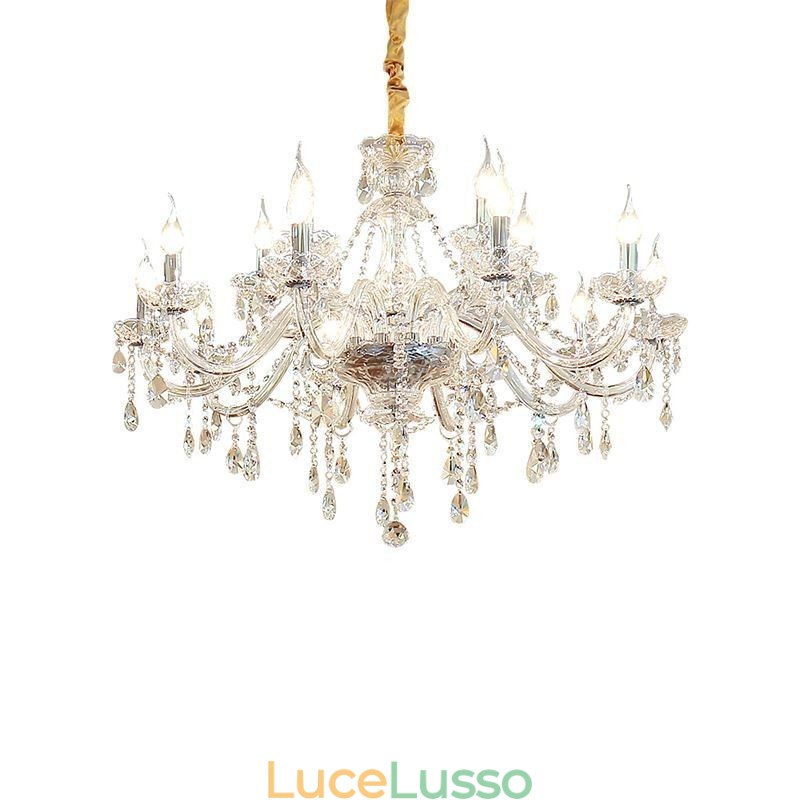 Lampadario moderno in cristallo, luce pendente europea trasparente