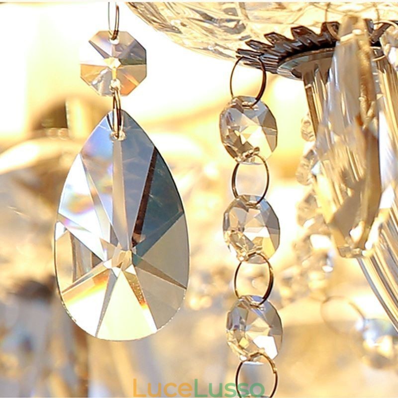 Lampadario moderno in cristallo, luce pendente europea trasparente