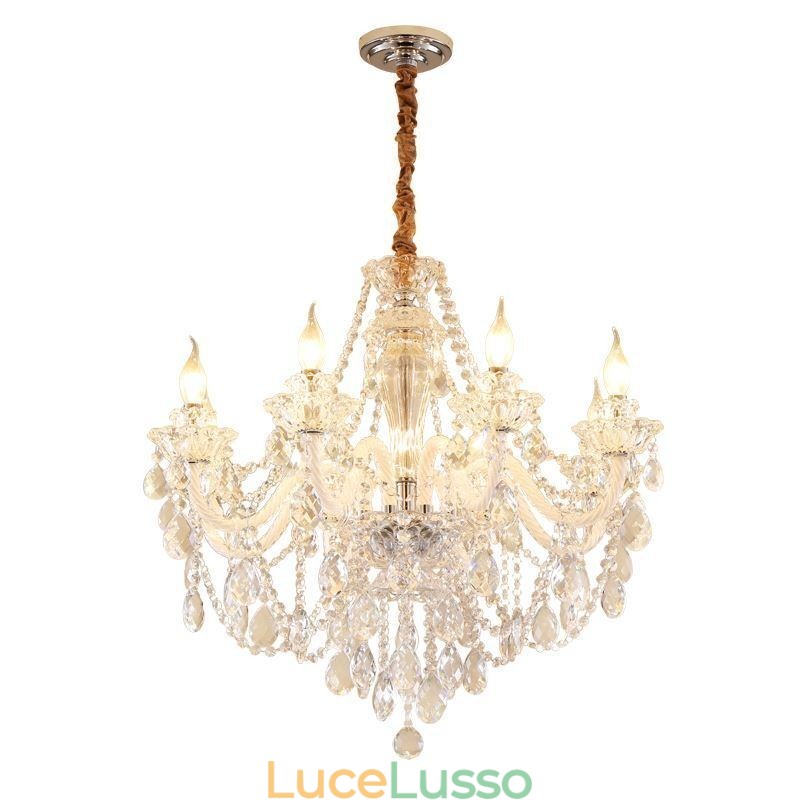 Lampadario di cristallo di lusso, elegante lampadario europeo