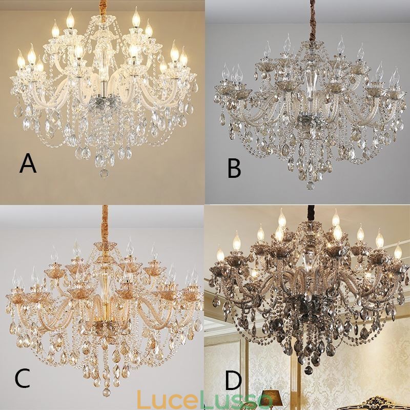 Lampadario di cristallo di lusso, elegante lampadario europeo