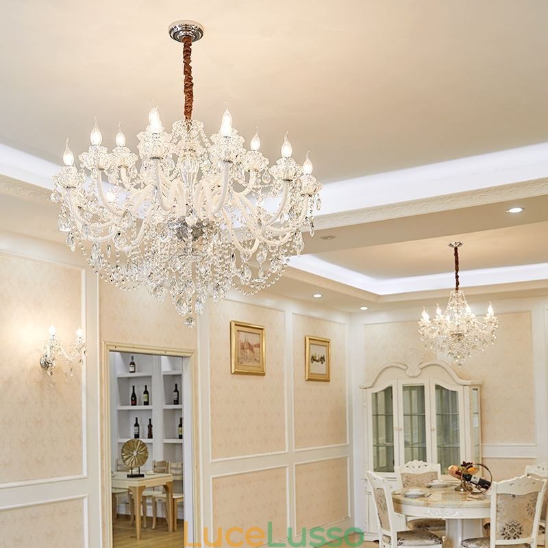 Lampadario di cristallo di lusso, elegante lampadario europeo