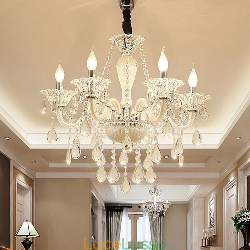 Lampadario di cristallo europeo Elegante luce pendente