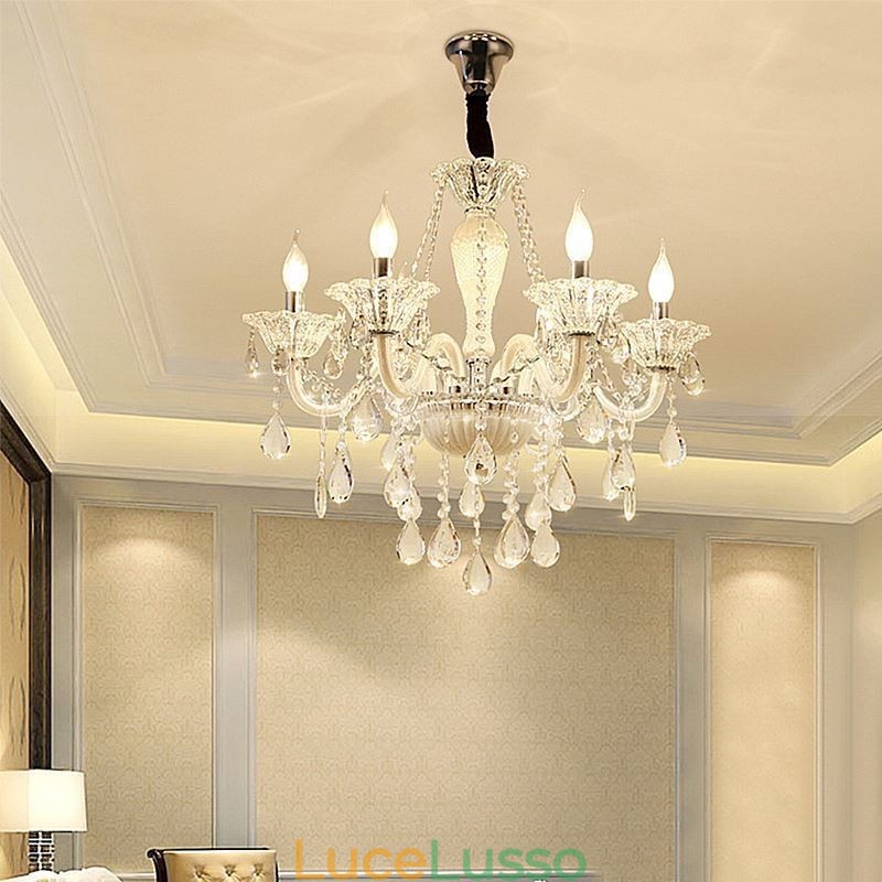 Lampadario di cristallo europeo Elegante luce pendente