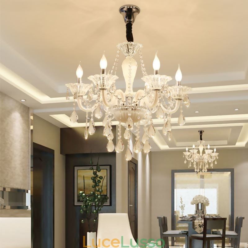 Lampadario di cristallo europeo Elegante luce pendente