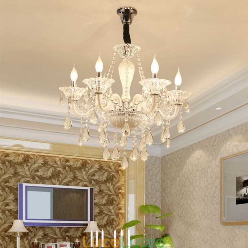 Lampadario di cristallo europeo Elegante luce pendente