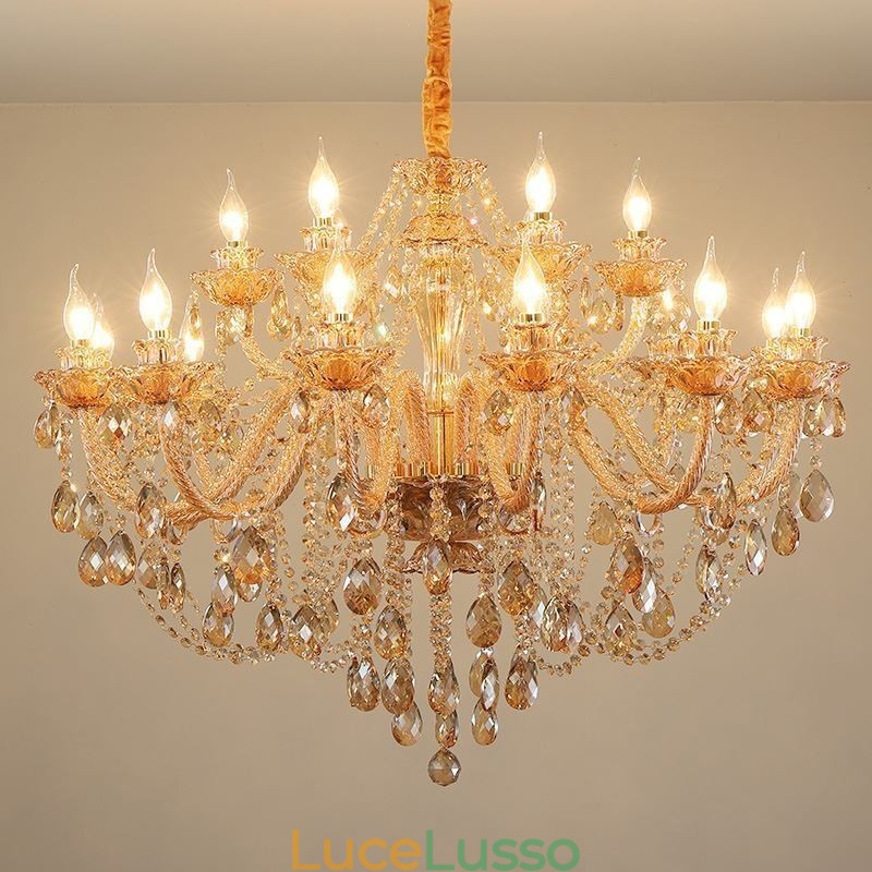 Lampadario di cristallo europeo di lusso Cognac Pendant Light