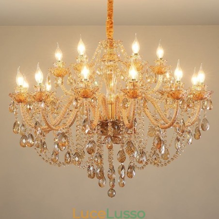 Lampadario di cristallo europeo di lusso Cognac Pendant Light Lampadario di cristallo europeo di lusso Cognac Pendant Light