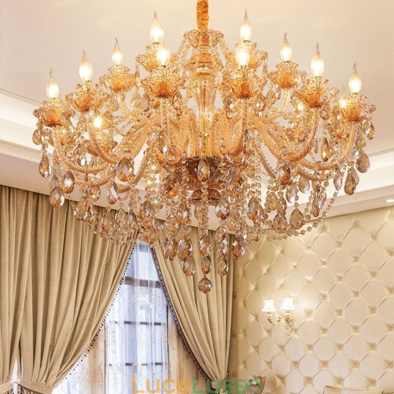 Lampadario di cristallo europeo di lusso Cognac Pendant Light
