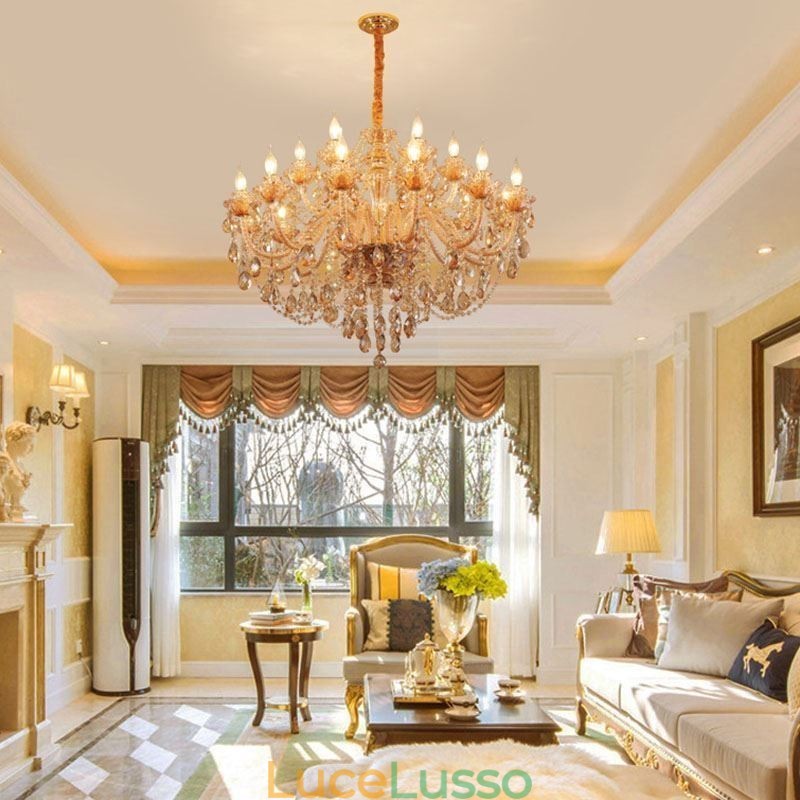 Lampadario di cristallo europeo di lusso Cognac Pendant Light