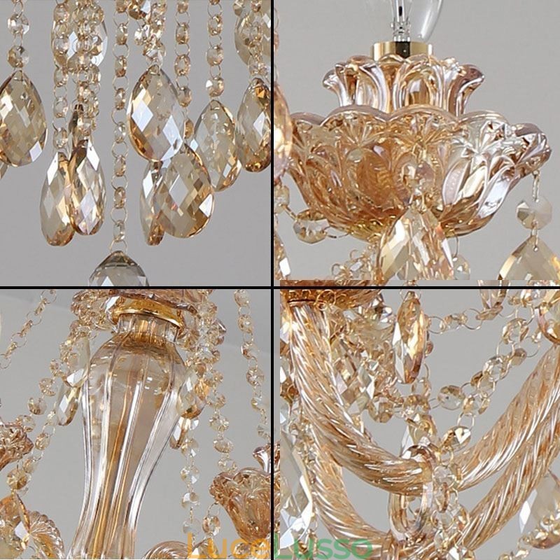 Lampadario di cristallo europeo di lusso Cognac Pendant Light