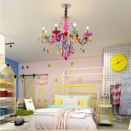 Lampadario di cristallo colorato, lampada a sospensione unica europea