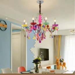 Lampadario di cristallo colorato, lampada a sospensione unica europea