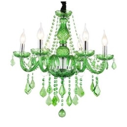 Lampadario di cristallo unico in stile europeo, luce pendente verde erba