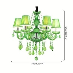 Lampadario di cristallo unico in stile europeo, luce pendente verde erba