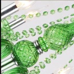 Lampadario di cristallo unico in stile europeo, luce pendente verde erba