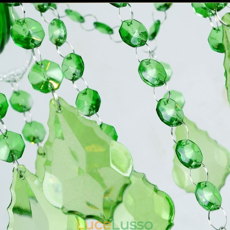Lampadario di cristallo unico in stile europeo, luce pendente verde erba