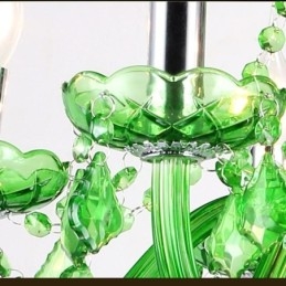 Lampadario di cristallo unico in stile europeo, luce pendente verde erba