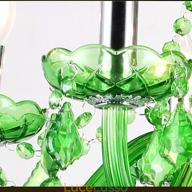 Lampadario di cristallo unico in stile europeo, luce pendente verde erba