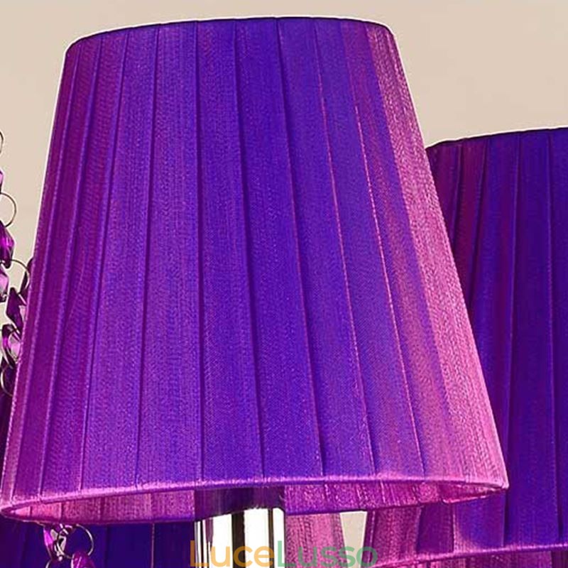 Lampadario di cristallo in stile europeo, luce pendente viola