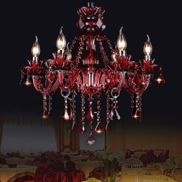 Lampadario di cristallo europeo colore rosso luce pendente