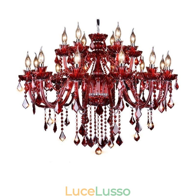 Lampadario di cristallo europeo colore rosso luce pendente