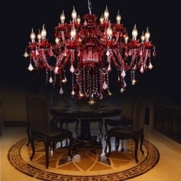 Lampadario di cristallo europeo colore rosso luce pendente