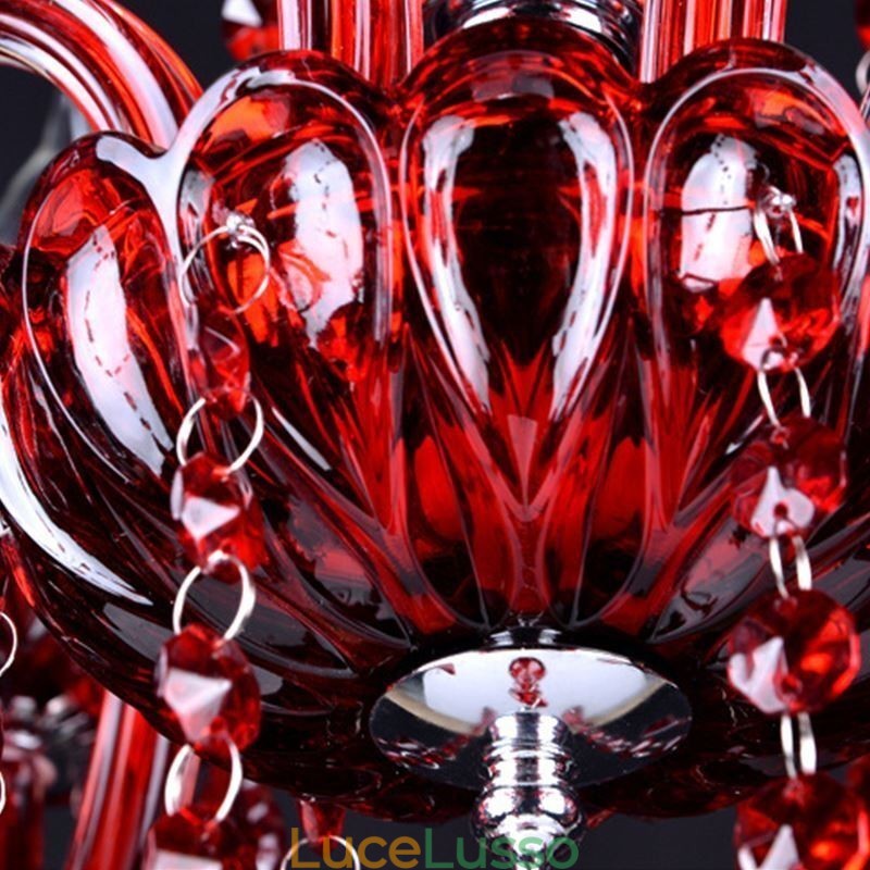 Lampadario di cristallo europeo colore rosso luce pendente