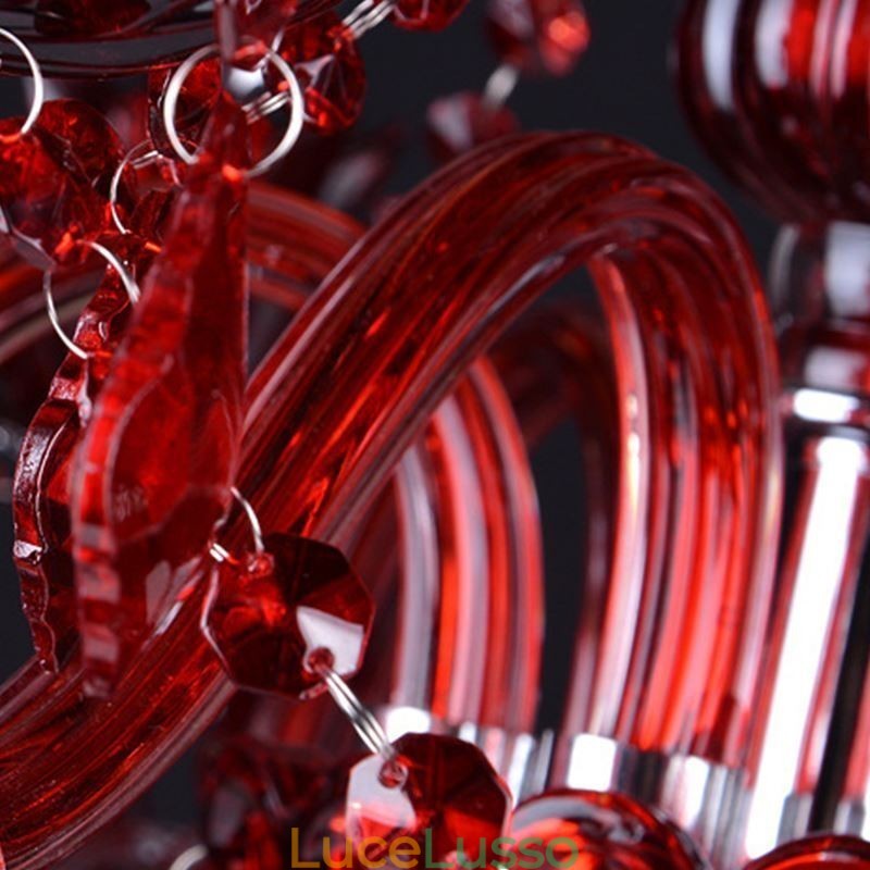 Lampadario di cristallo europeo colore rosso luce pendente