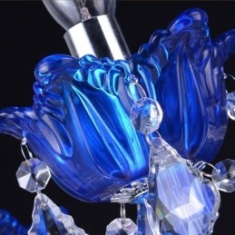 Lampadario di cristallo in stile europeo, lampada a sospensione in vetro di cristallo blu
